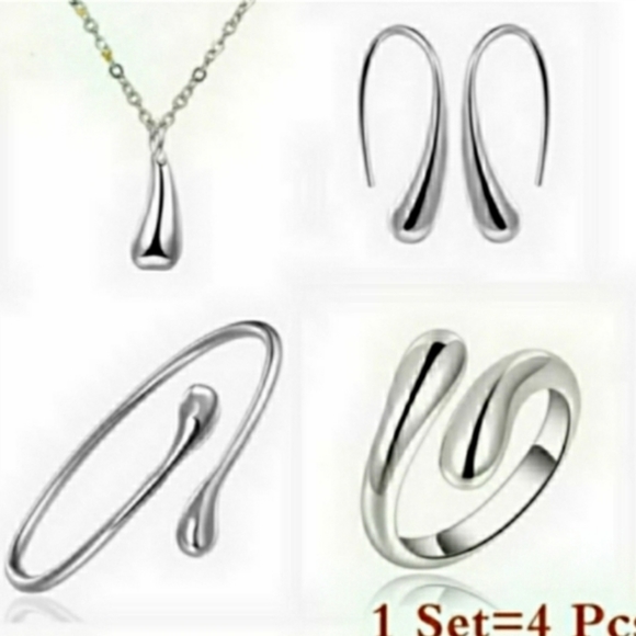 925 Sterling Silver Waterdrop Jewelry Set - Picture 4 of 7